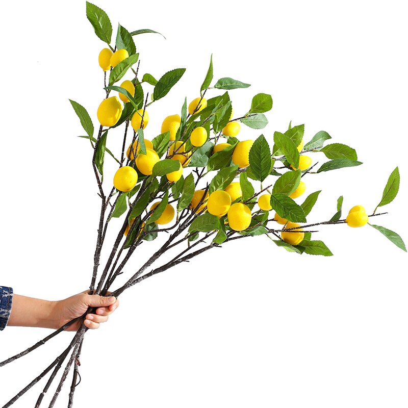China Simulation lemon branch small fresh home hotel decoration flower arrangement photography props simulation lemon fruit Manufacturer, Supplier