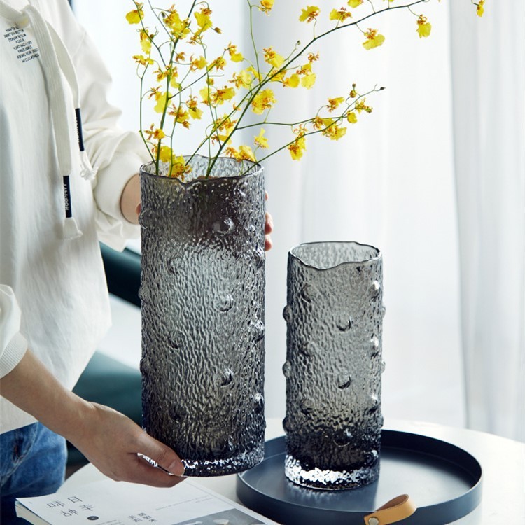 China Wholesale Color Different Size Wide Mouth Grace Stripe Glass Vase for Wedding Decoration Supplier, Suppliers