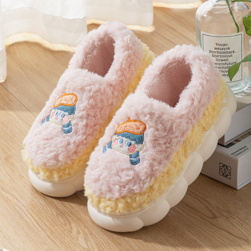 China Cute cartoon bag with cotton slippers women's home indoor couple anti slip warm cotton shoes stock wholesale Pricelist, Quotes