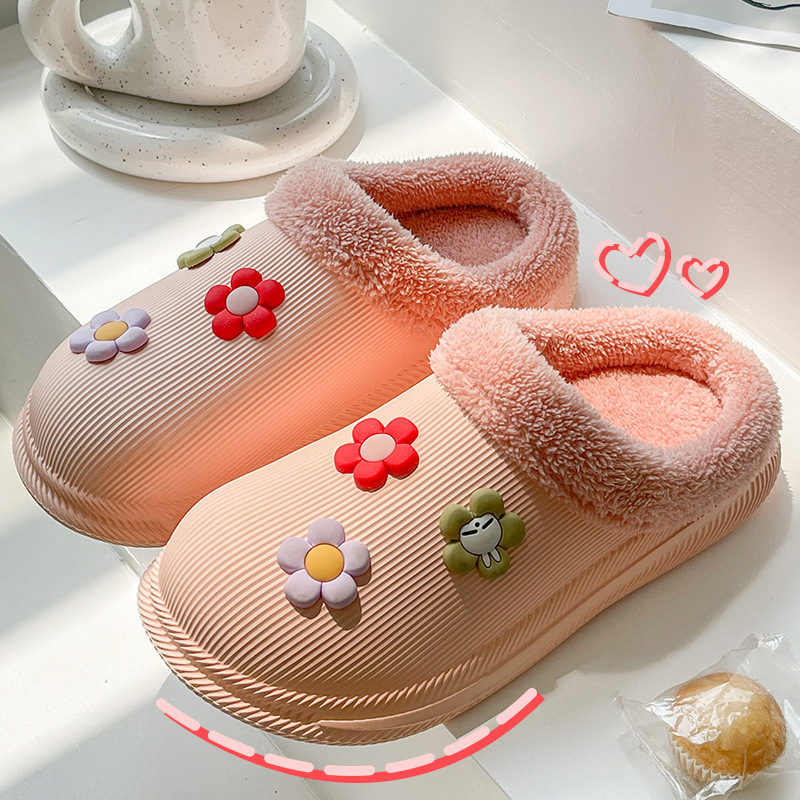 China Rogue rabbit cotton slippers women's indoor home non-slip waterproof plush warm soft bottom couple hair slippers men's autumn and winter Supplier, Pricelist