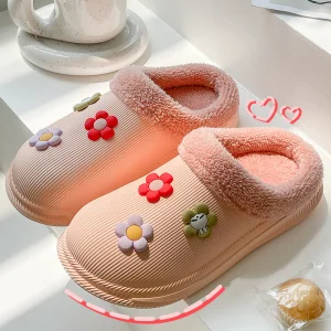 China Rogue rabbit cotton slippers women's indoor home non-slip waterproof plush warm soft bottom couple hair slippers men's autumn and winter Supplier, Pricelist