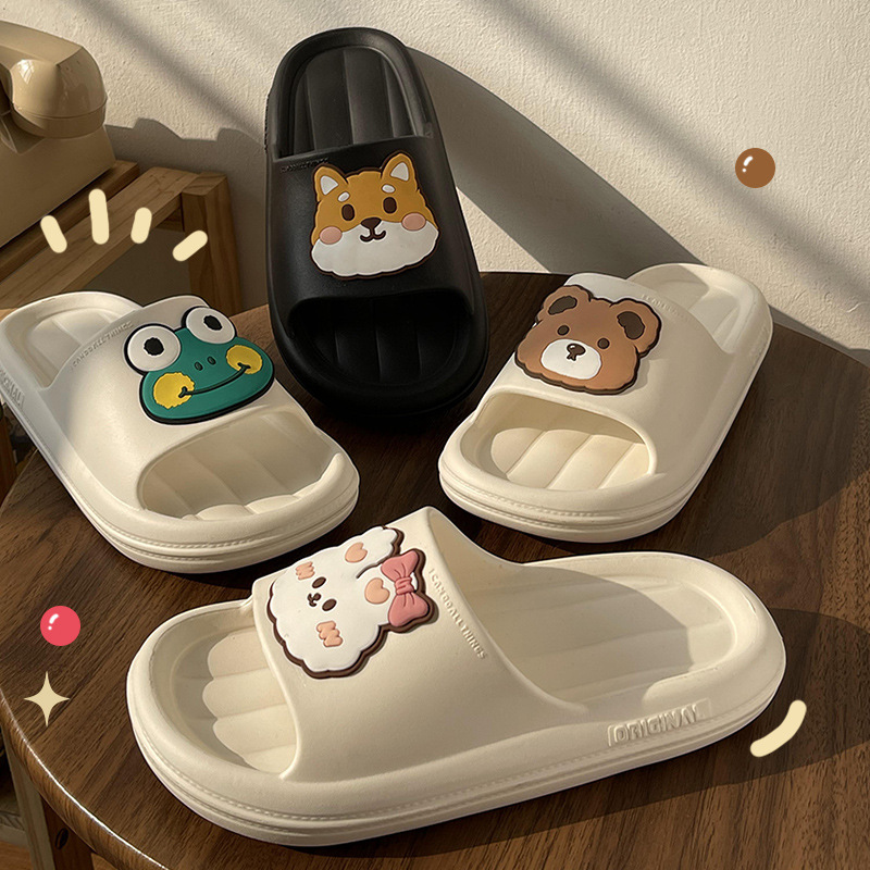 China EVA sandals female summer home lovely animals soft soled bathroom bath anti-skid couple beach slippers Manufacturers, Suppliers