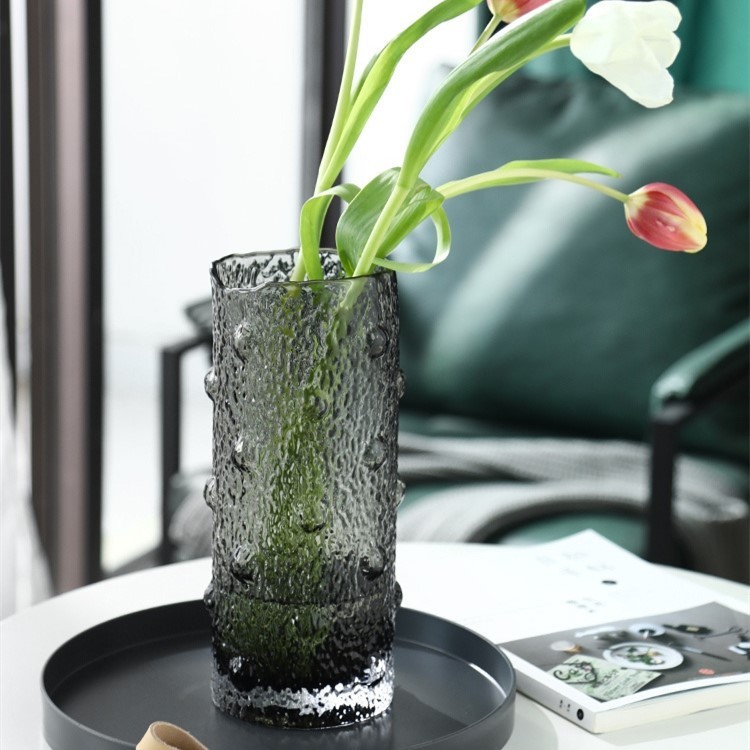 China Wholesale Color Different Size Wide Mouth Grace Stripe Glass Vase for Wedding Decoration Supplier, Suppliers