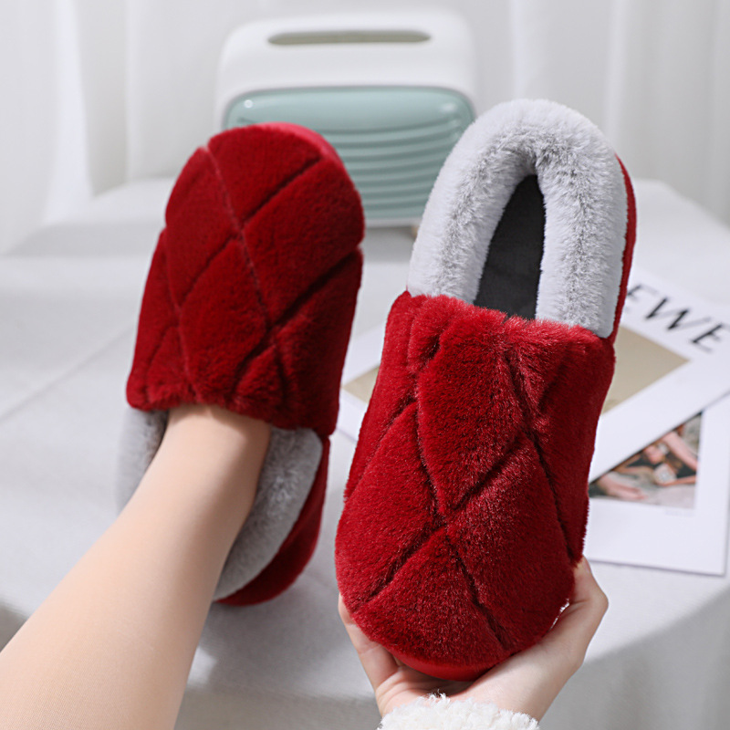 Wholesale Home cotton slippers women's winter home thermal bag with simple indoor thick bottom non-slip plush cotton drag wholesale batch Factory, Quotes