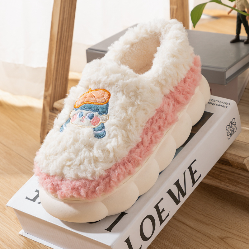 China Cute cartoon bag with cotton slippers women's home indoor couple anti slip warm cotton shoes stock wholesale Pricelist, Quotes
