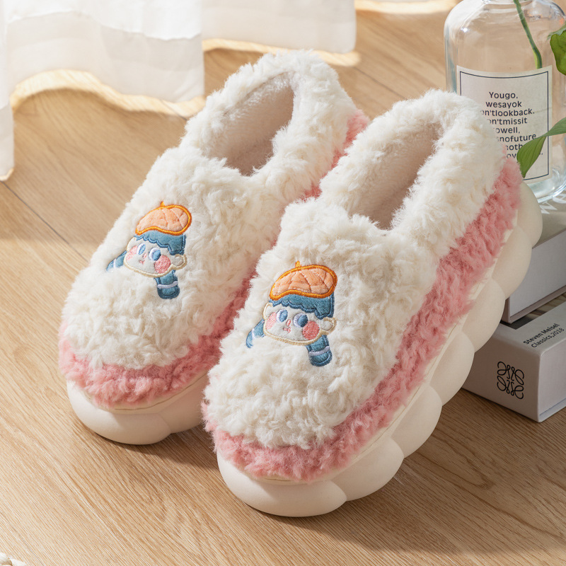 China Cute cartoon bag with cotton slippers women's home indoor couple anti slip warm cotton shoes stock wholesale Pricelist, Quotes