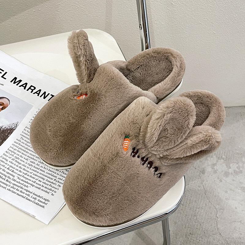 Wholesale Rogue Rabbit Cotton Slippers Female Couple Home Indoor Anti-slip Warm Plush Cute Men Outerwear Autumn and Winter Manufacturer, Pricelist
