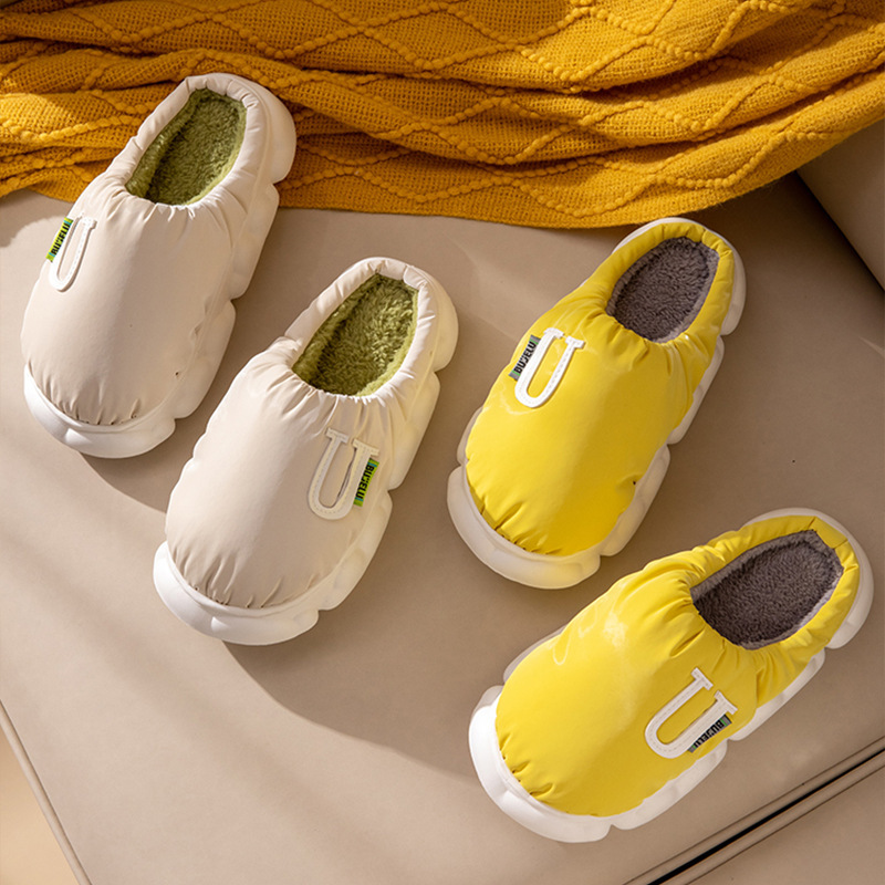 Wholesale Home cotton slippers women's autumn and winter indoor comfortable simple thick bottom warm couple cotton slippers men Supplier, Factories