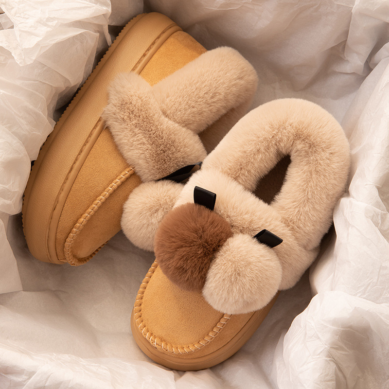 Wholesale Outer wear cotton slippers women winter thick bottom snow boots plus velvet thick warm bag with cotton slippers factory Suppliers, Factory