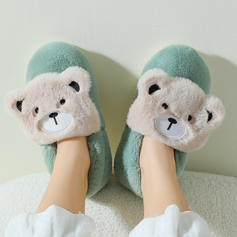 Wholesale Cartoon cotton slippers women's bag with warm winter plush home indoor thick bottom non-slip cute floor slippers men Manufacturers, Factory