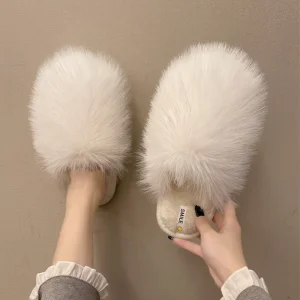 China Ms long hair fluffy cotton slippers in winter home household lovers fashion shoes slippers female warm indoor wood floor Supplier, Pricelist