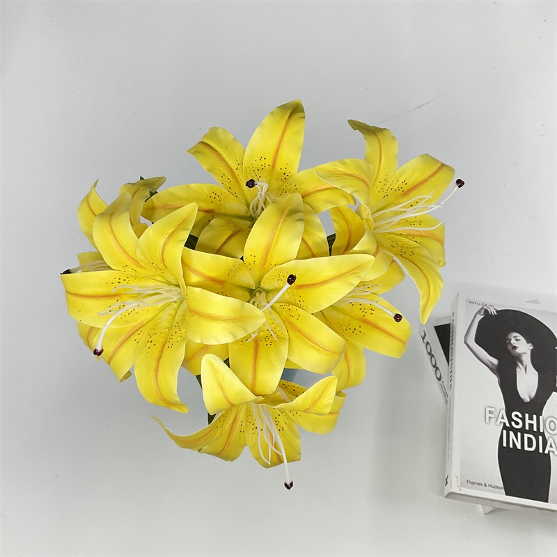 China Factory Hot Sell Simulation lily 7 head perfume lily silk flower Artificial wedding home decoration tiger flower Manufacturers, Suppliers