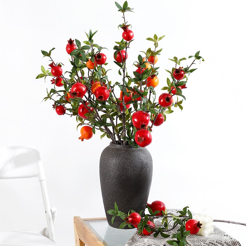 Wholesale Simulation flower pomegranate branch fortune fruit porch living room fake flower decoration decoration TV cabinet table floor flower decoration Manufacturer, Suppliers