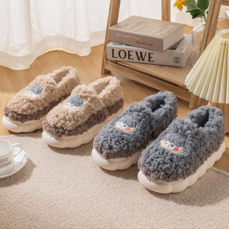 China Cute cartoon bag with cotton slippers women's home indoor couple anti slip warm cotton shoes stock wholesale Pricelist, Quotes