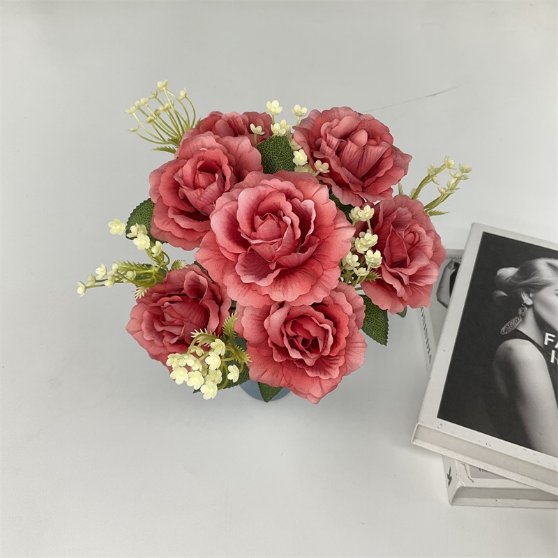 China Factory wholesale Wedding Decor rose faux real touch rose artificial flower Dusty Pink for wedding decoration With Perfume Rose Bud wall hanging Factory, Factories