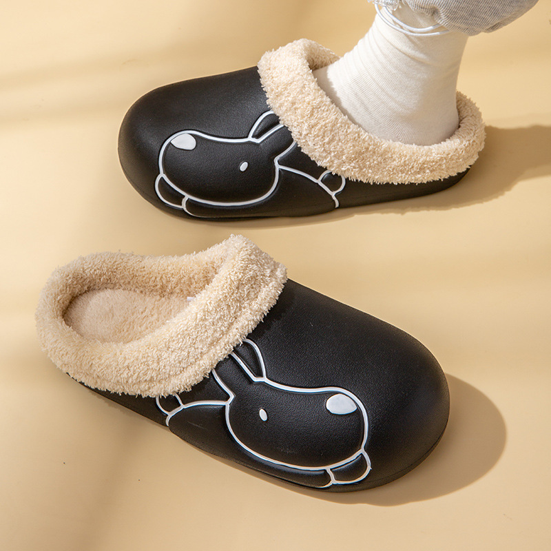 China Cotton slippers women winter thick bottom home indoor warm cute rabbit plush couple cotton slippers men Manufacturer, Manufacturers