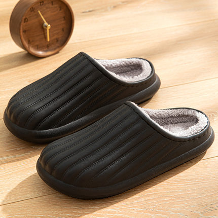China Waterproof cotton slippers women's winter indoor home anti-slip warm couple plush soft bottom stepping on shit cotton slippers men Manufacturers, Suppliers