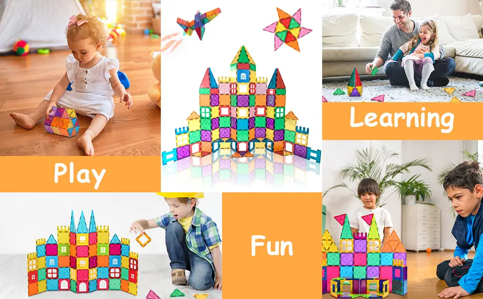 Magnetic Tiles Building Blocks Toys for Kids STEM 12ry9