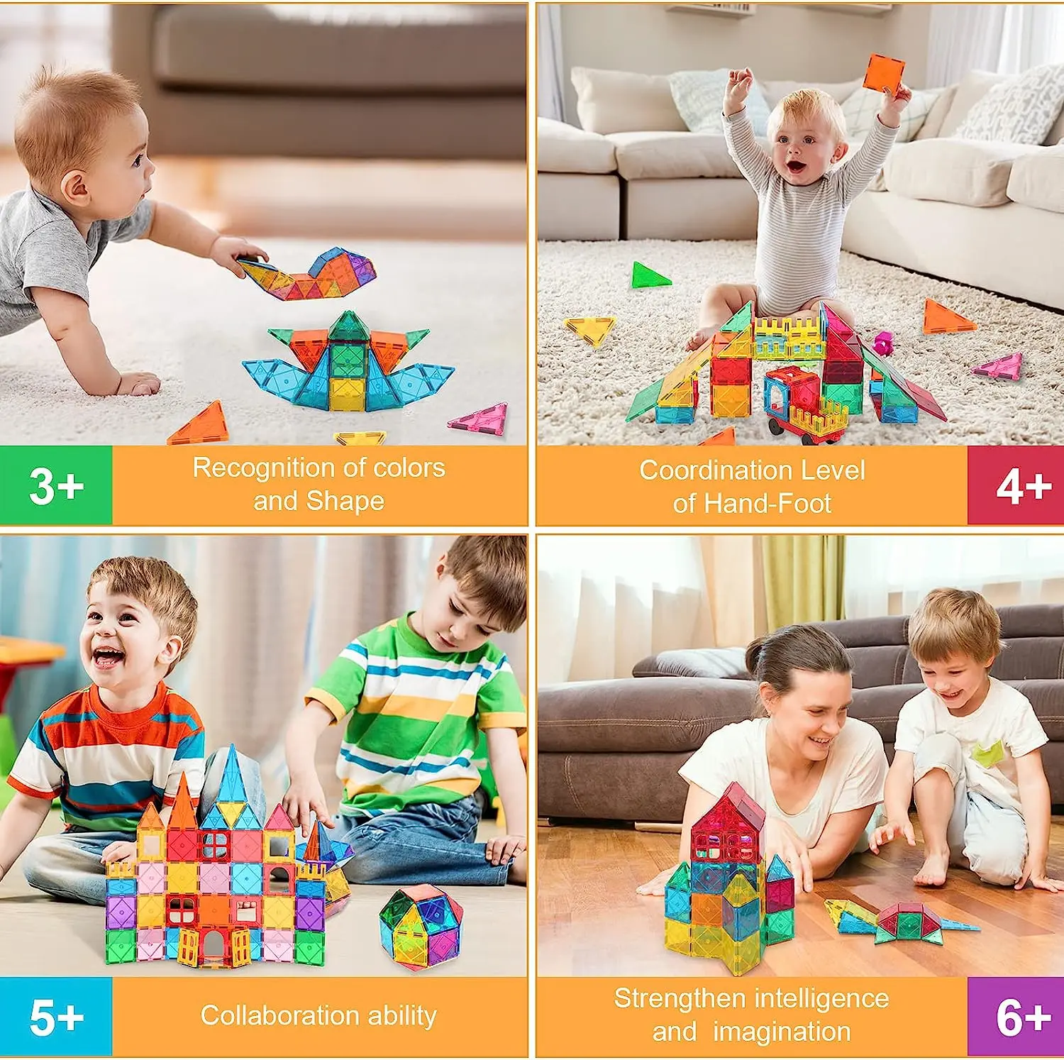 Magnetic Tiles Building Blocks Toys for Kids STEM 168ys