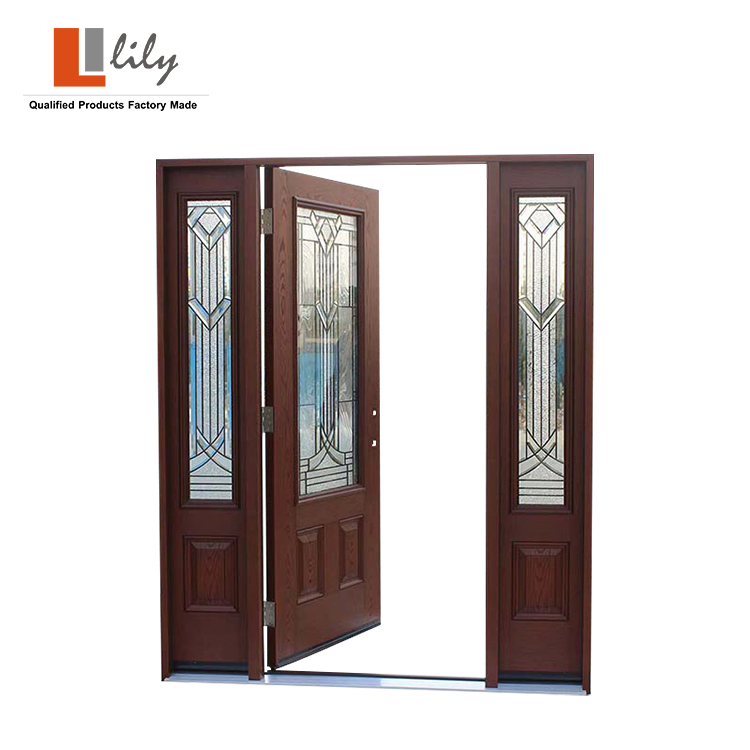 Us Standard Exterior Prehung Fiberglass Door with Sidelite for Villa