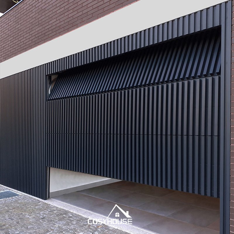 Modern Vertical Bi Folding Tilt up Deco Batten Garage Doors Slatted Aluminium Flush Mount Sectional Garage Door