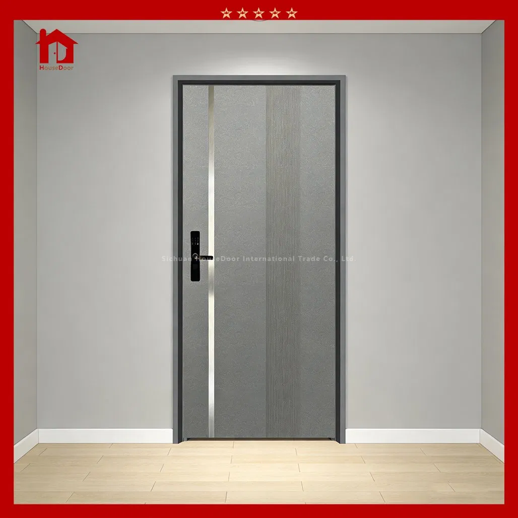 Luxury Exterior Steel Interior Wood Door, Inlaid with Ss Trim, Dual Silent Locks, Custom for High-End Apartments &amp; Villas