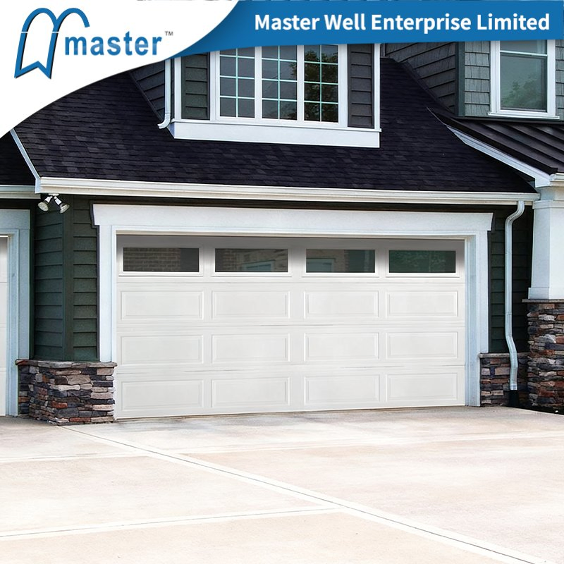 Wood Grain Short Long Carriage Panel Garage Door with Top Windows