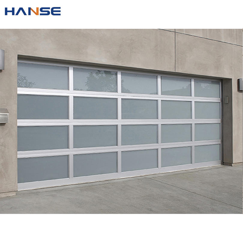 Modern Villa Black Color Aluminum Garage Doors Price Full View Automatic Sectional Clear Glass Garage Door