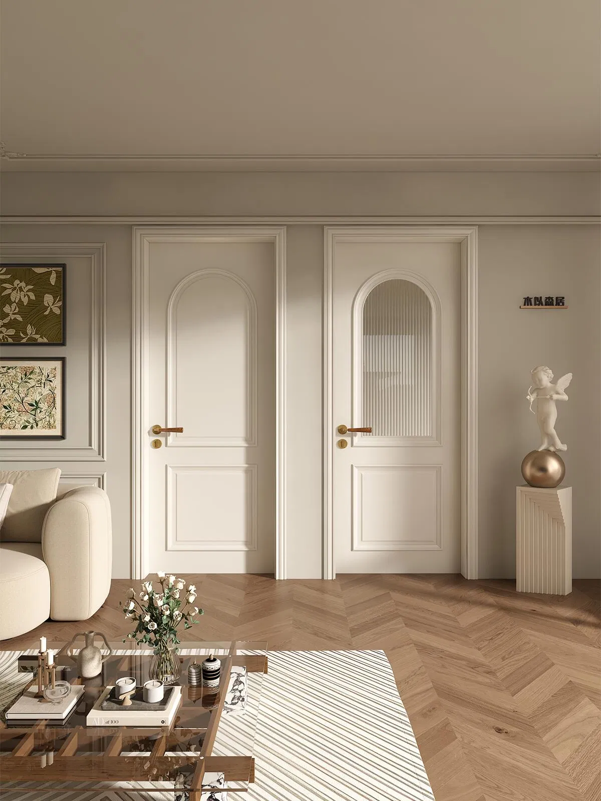 Modern Interior Door Veneer Sheets HDF Door Roll-up Closet Door Solid Wood with Finished Surface for Interiors