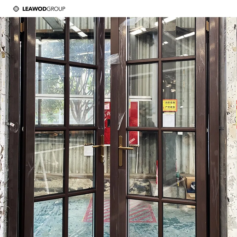 Modern Design Metal Wood Entry Patio Aluminum Wood Glass Front Back Door