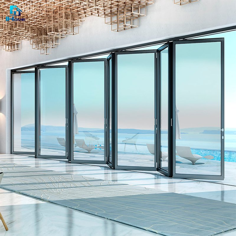 California Architectural Residential Project Storefront Commercial Thermal Break Bifolding Sliding Door Aluminum Glass Balcony Folding Doors