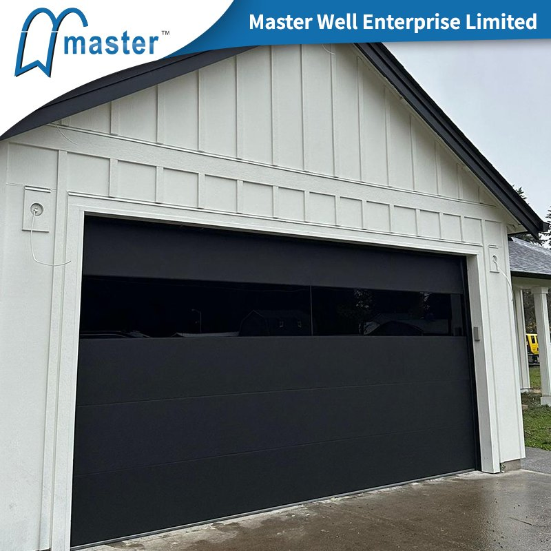 Best Sell French Residential Home White Galvanized Steel Cedar Black Wood Grain Sectional Short Long Carriage Panel Insulated Garage Door