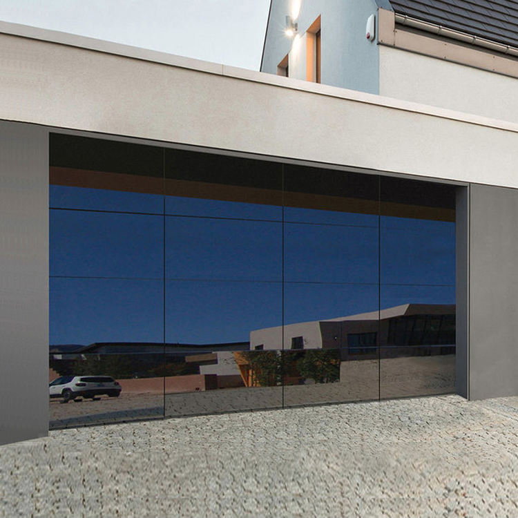 Contemporary Automatic Aluminum Alloy Insulated Mirror Frameless Glass Flush Garage Door