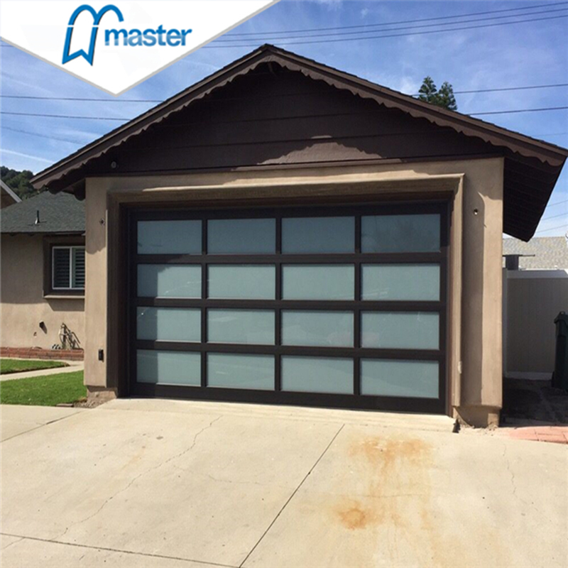 8X7 Luxury Clear Transparent Glass Aluminum Full View Garage Door with Pedestrian Door