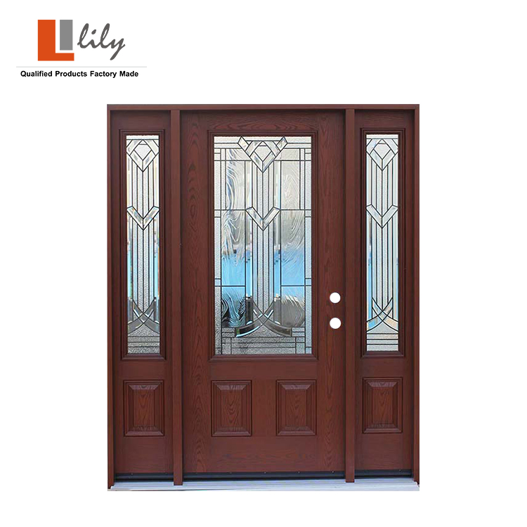 Us Standard Exterior Prehung Fiberglass Door with Sidelite for Villa