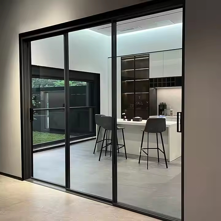 Modern Interior Double Glass Aluminum Kitchen Sliding Door Glass Door