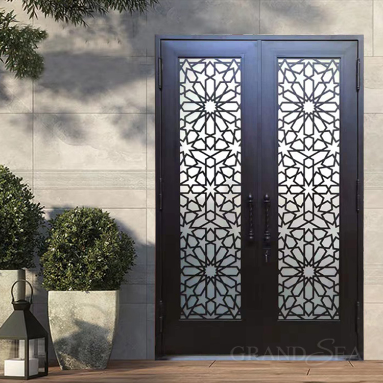 Exterior Modern Fiberglass Entry Door with 2 Sidelights Door