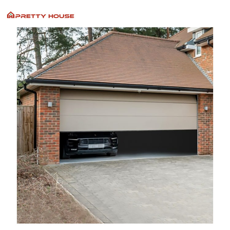 Luxury House Electric Sectional Aluminum Garage Door Full View Double Glass Doors
