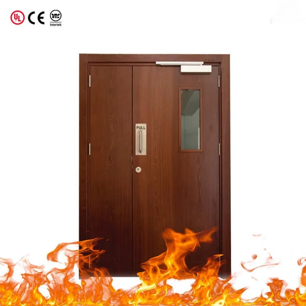 China Custom Interior Fire Wood Door High End BS En as CE UL Fire Doors for School Apartment Hospital Hotel Room Fireproof Wooden Door Fire Rated PVC WPC Doors