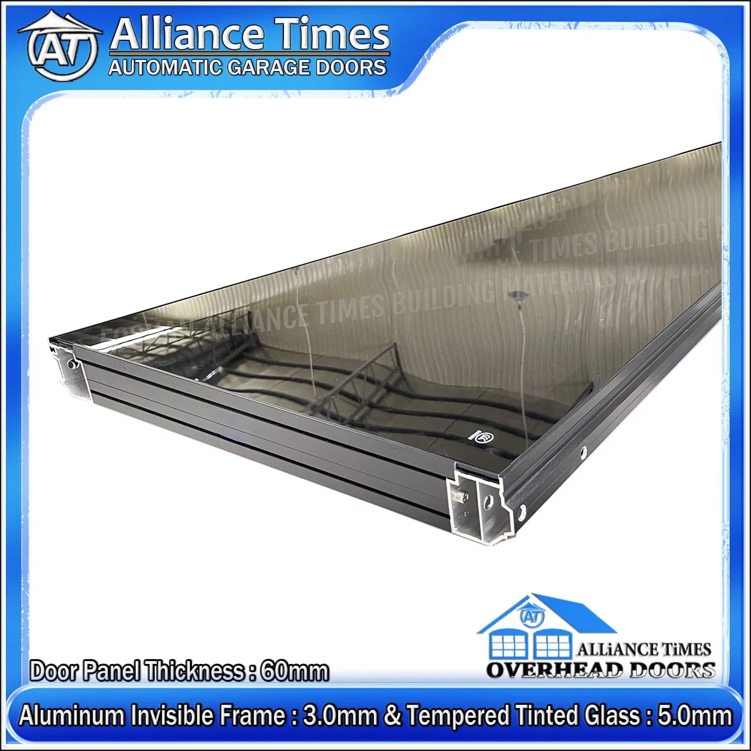 Stylish Frameless Aluminum Full Flush Glazed Tempered Glass Garage Doors - American Standard