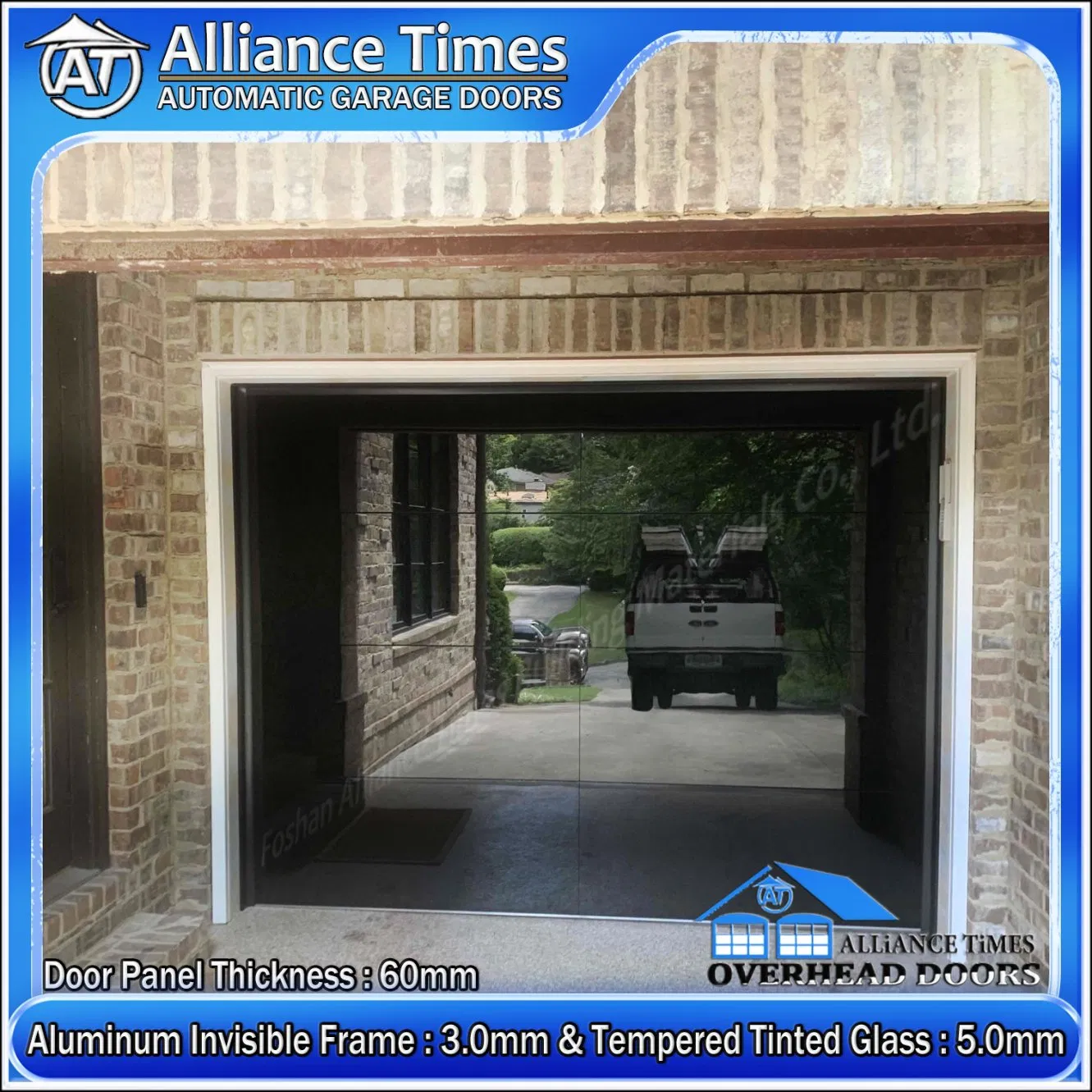 Stylish Frameless Aluminum Full Flush Glazed Tempered Glass Garage Doors - American Standard