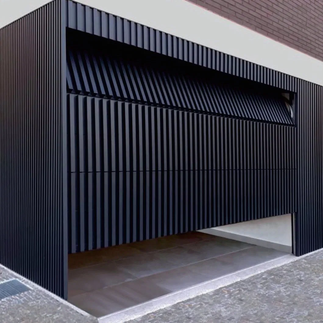 Luxury Villas Windproof Flush-Mount Modern Aluminum Slatted Bi-Fold Tilt-up Roll-up Entry Grid Garage Door