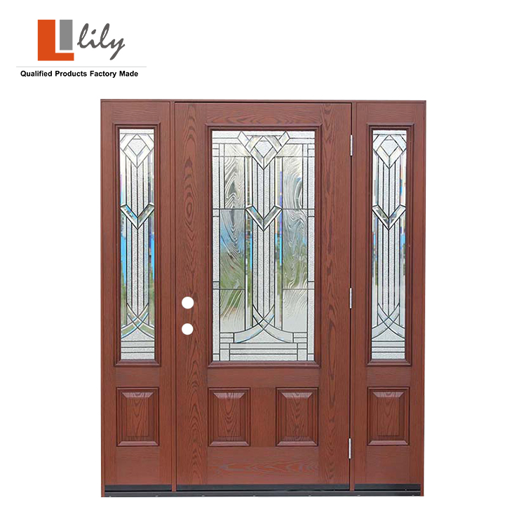Us Standard Exterior Prehung Fiberglass Door with Sidelite for Villa