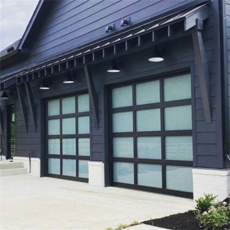 Aluminum Glass Overhead Sectional Full View Frameless Garage Doors
