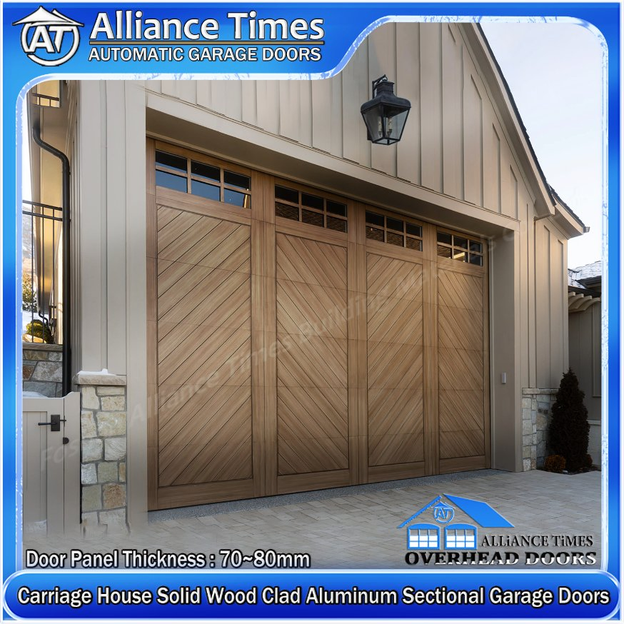 Elegant Carriage House Wood Clad Aluminum Garage Doors with Safety Clutch Feature