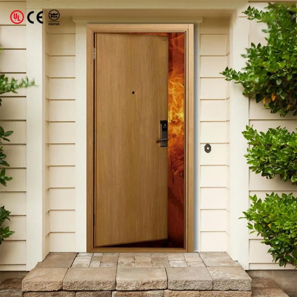 China Custom Interior Fire Wood Door High End BS En as CE UL Fire Doors for School Apartment Hospital Hotel Room Fireproof Wooden Door Fire Rated PVC WPC Doors