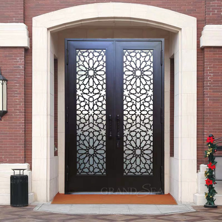 Exterior Modern Fiberglass Entry Door with 2 Sidelights Door