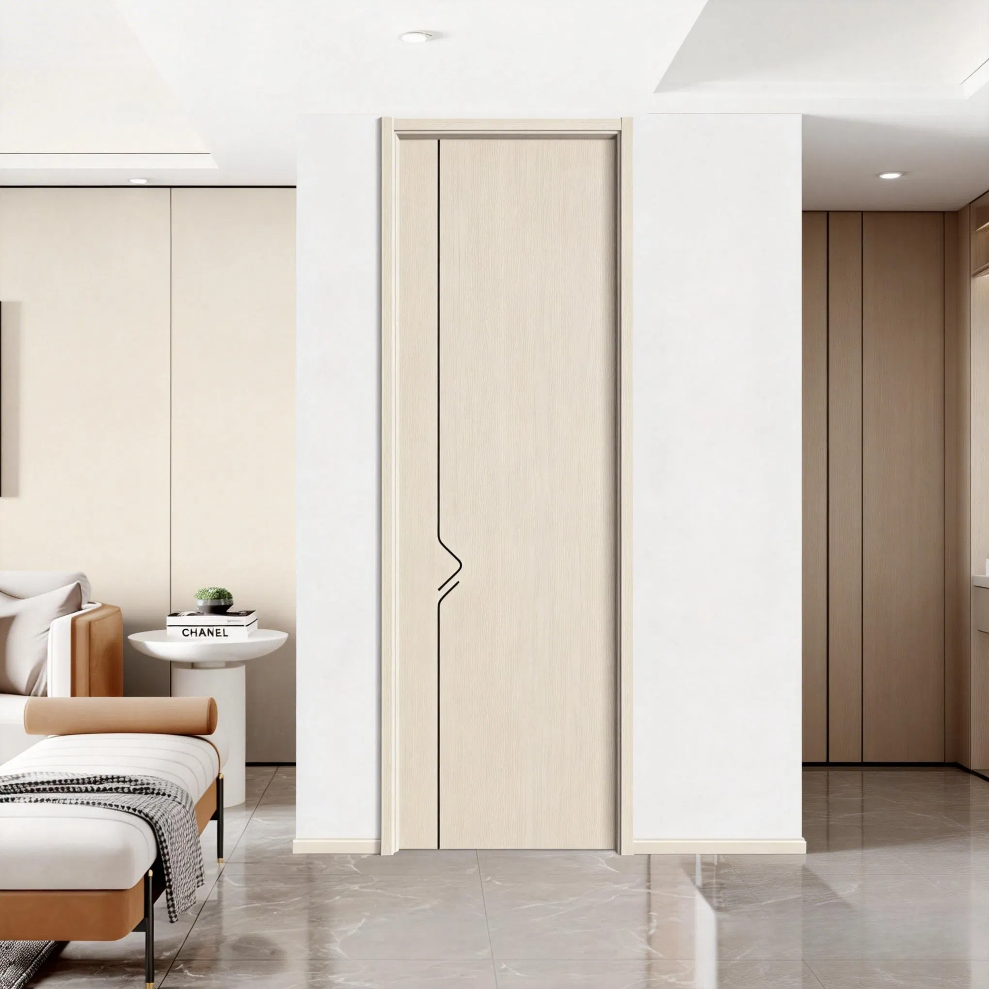 Carriage House Style Wood Fire Interior Door with American Pine Wood