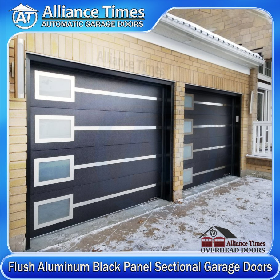 Modern Aluminum Automatic Garage Doors with Faux Wood Finish