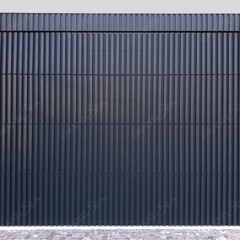 Faux Wood Grain Aluminum Vertical Grille Batten Style Overhead Garage Doors for Home Villa